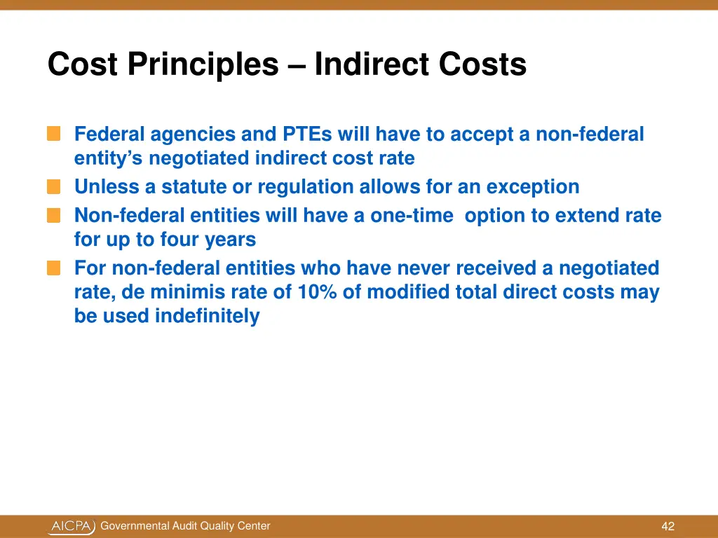 cost principles indirect costs