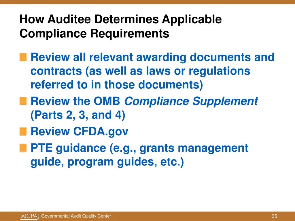 how auditee determines applicable compliance