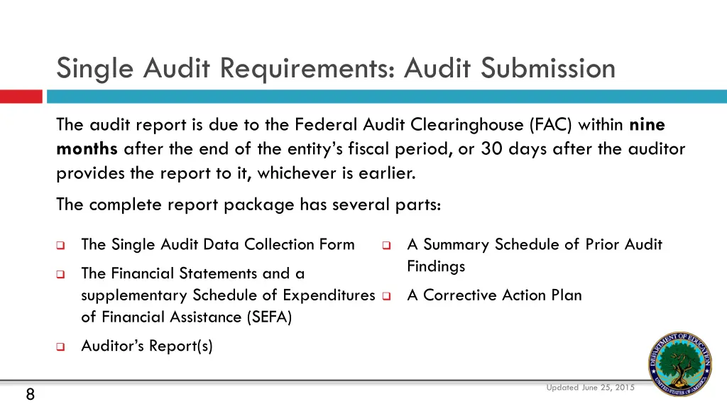 single audit requirements audit submission