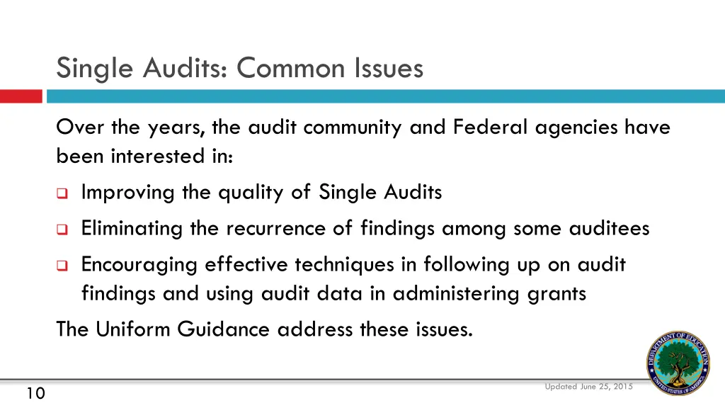 single audits common issues