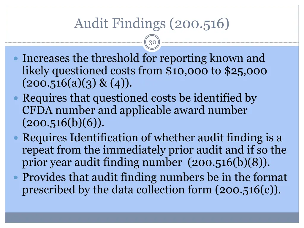 audit findings 200 516