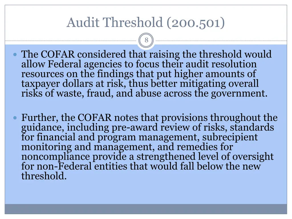 audit threshold 200 501