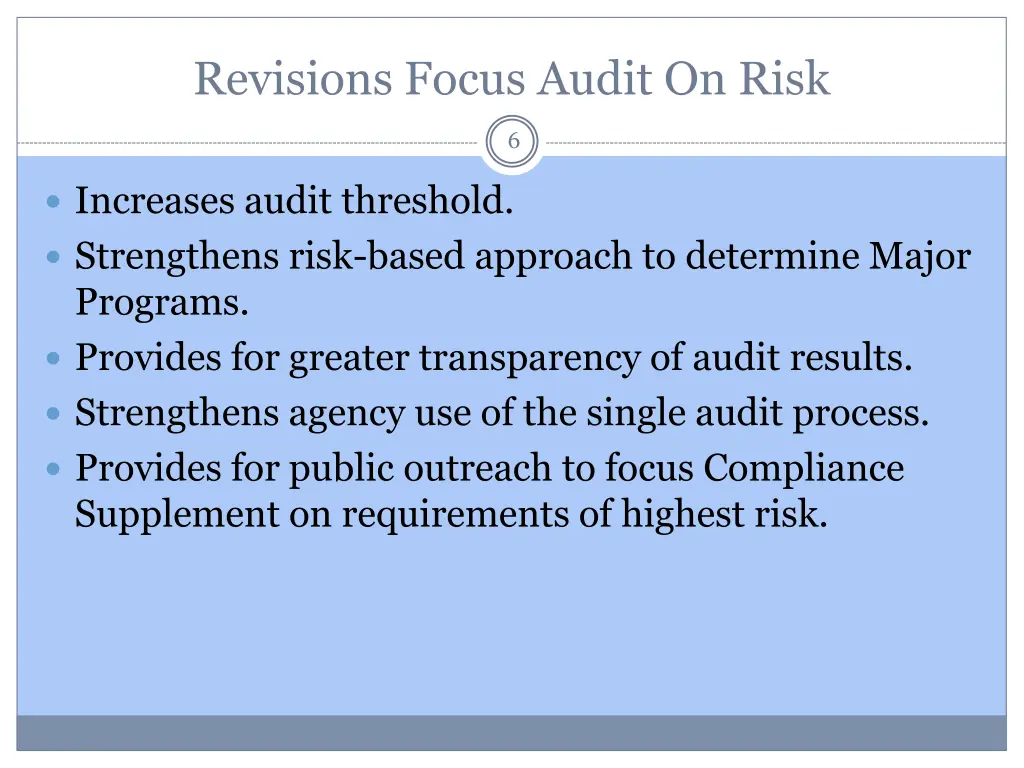 revisions focus audit on risk