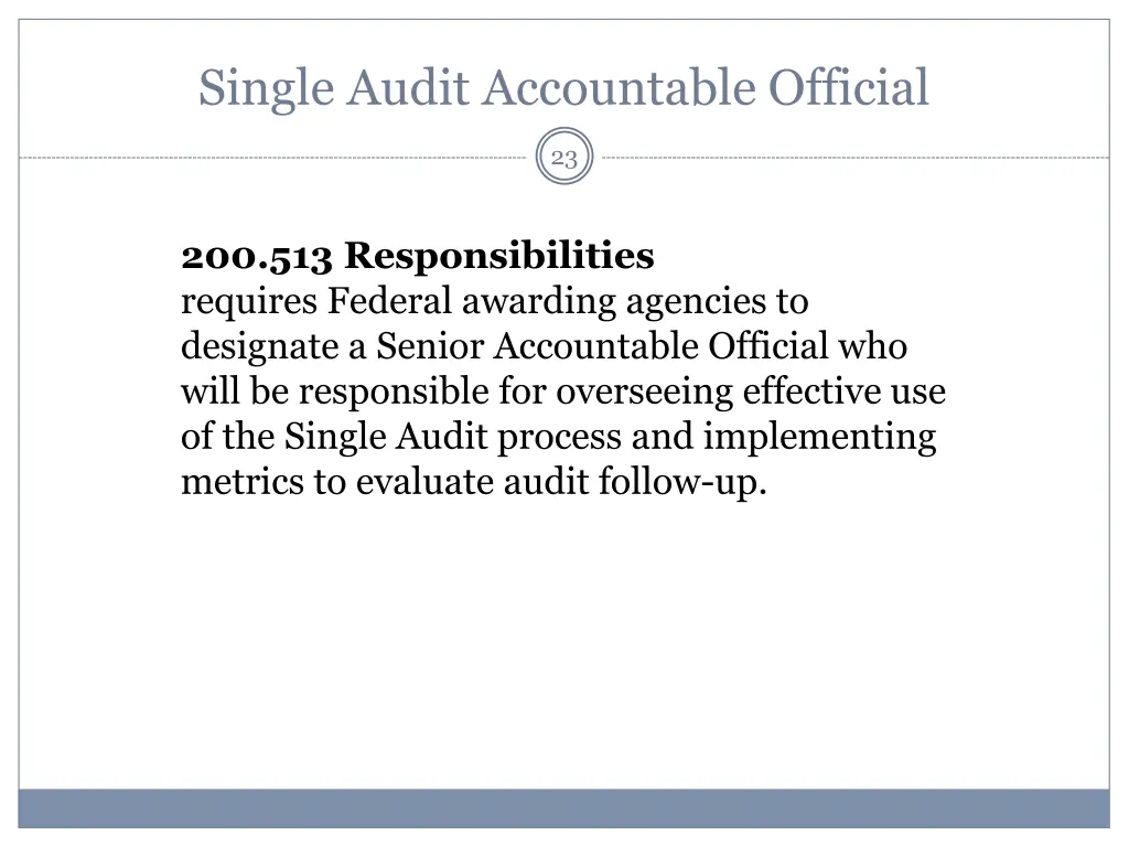 single audit accountable official