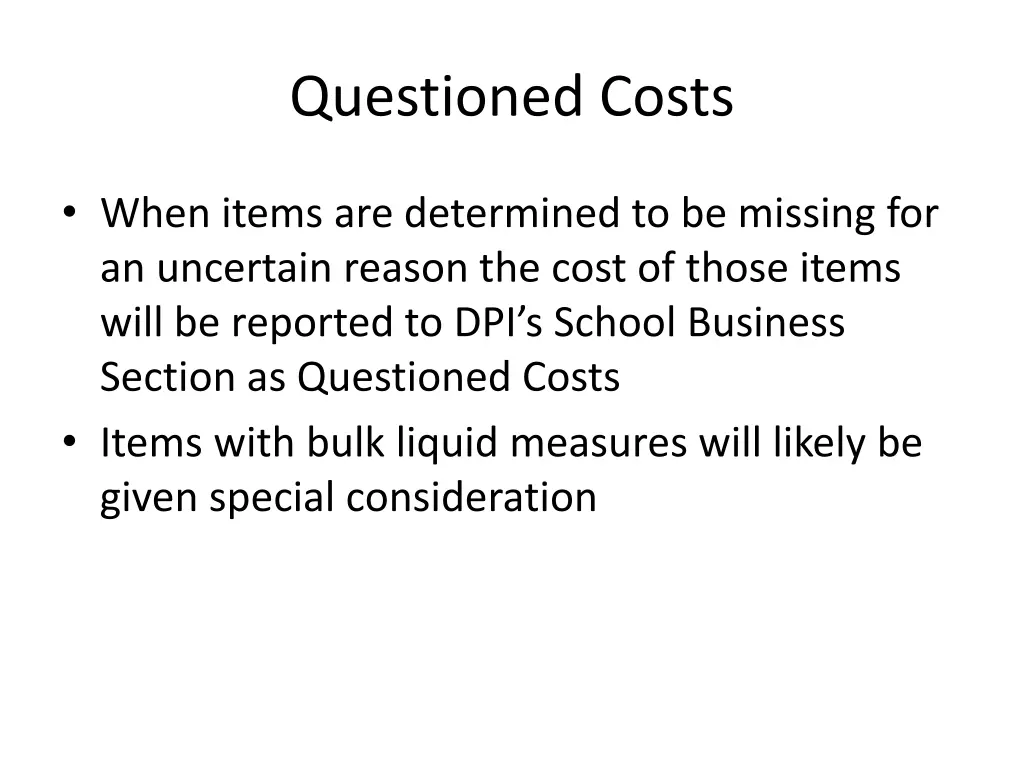 questioned costs