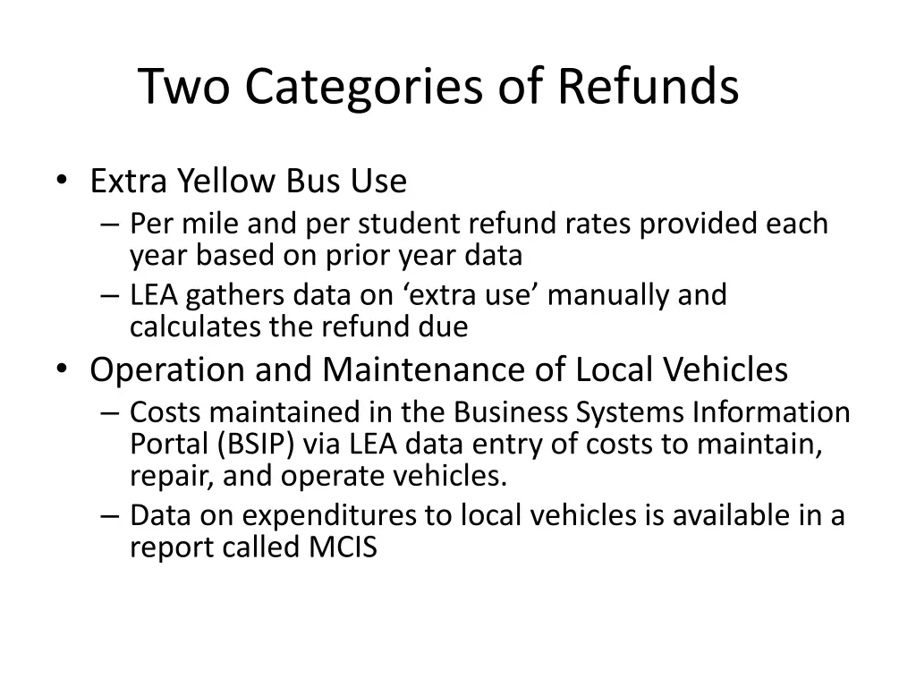 two categories of refunds