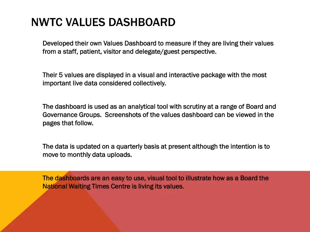 nwtc values dashboard