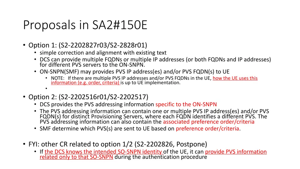 proposals in sa2 150e