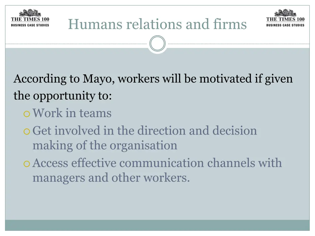 humans relations and firms