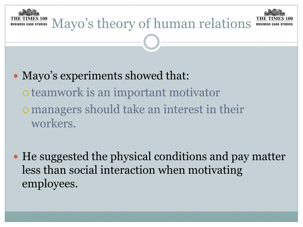 mayo s theory of human relations