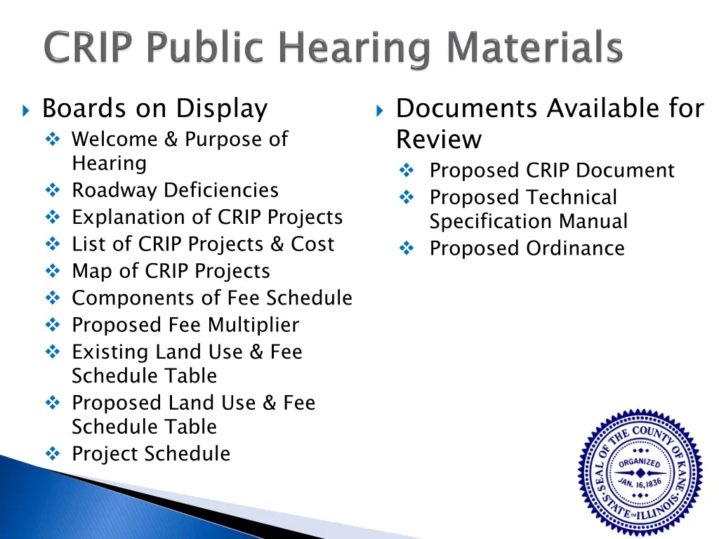 boards on display welcome purpose of hearing