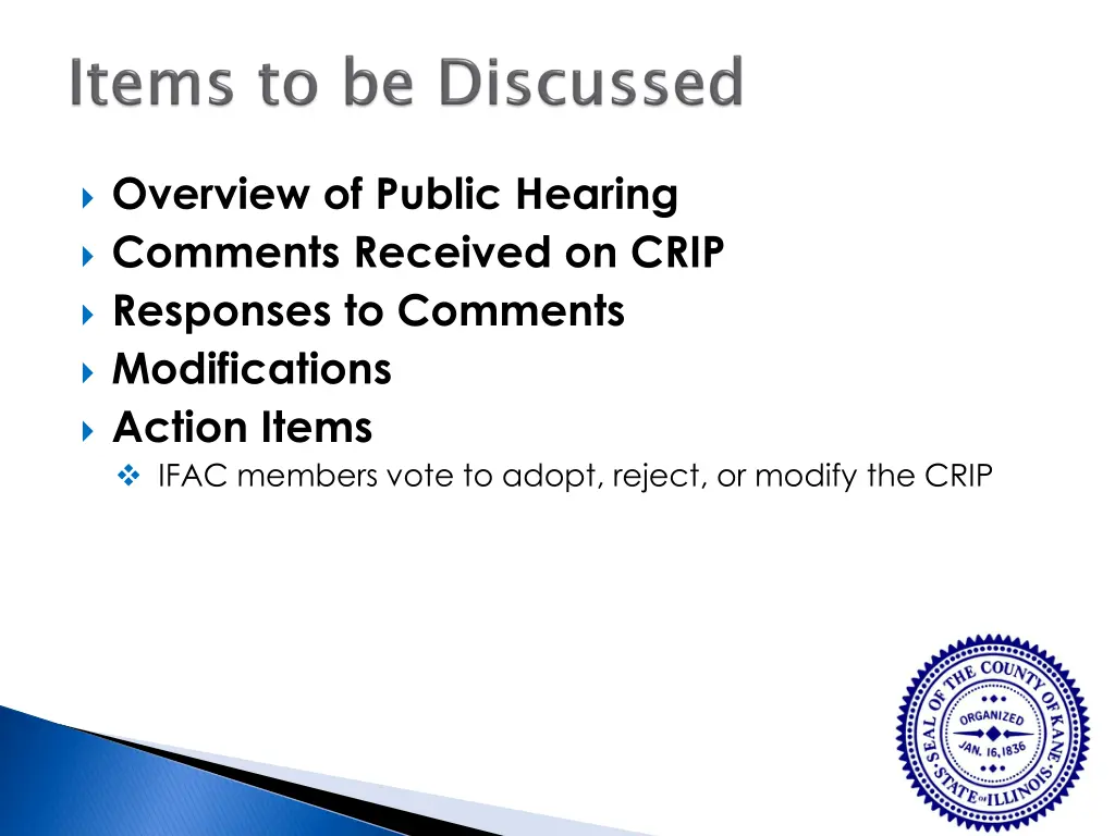 overview of public hearing comments received