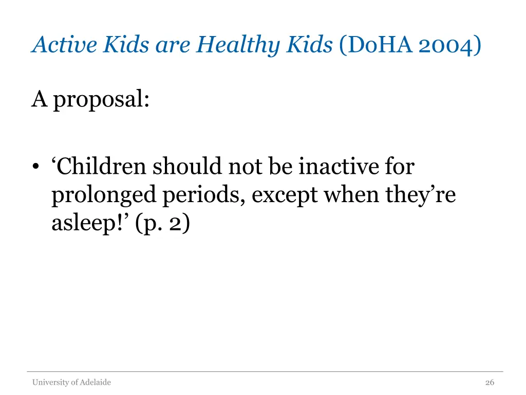 active kids are healthy kids doha 2004