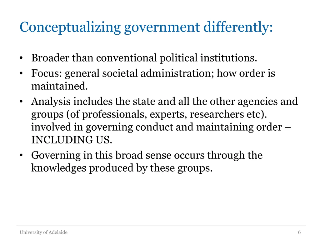 conceptualizing government differently