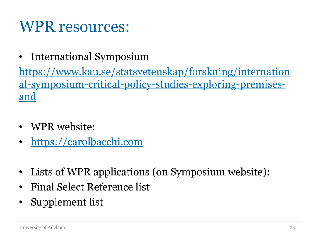 wpr resources