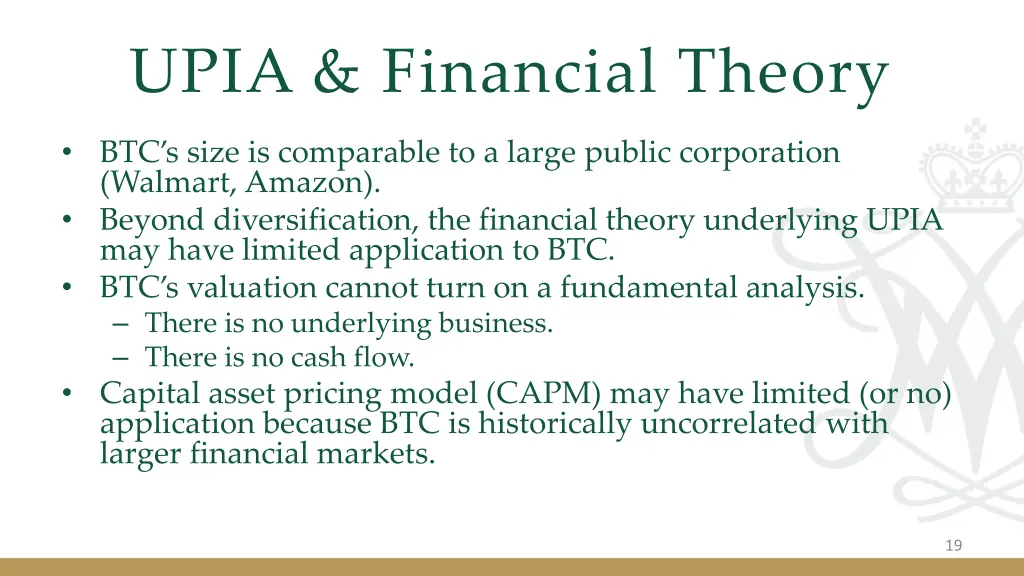 upia financial theory