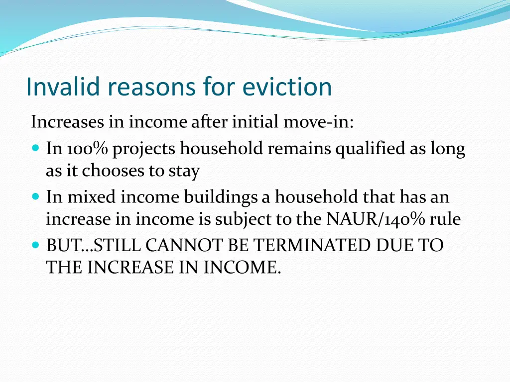 invalid reasons for eviction