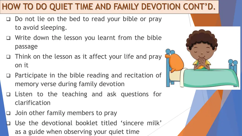 how to do quiet time and family devotion cont d