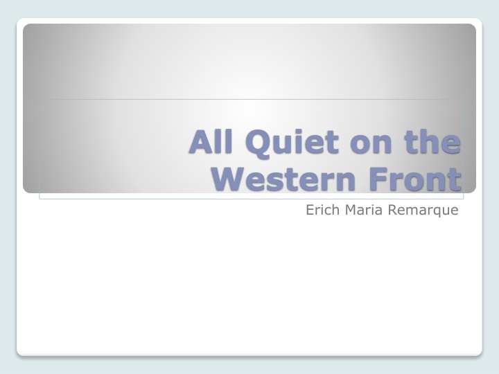 all quiet on the western front erich maria