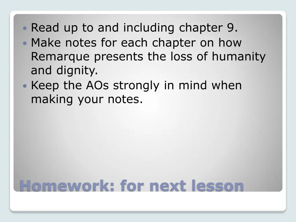 read up to and including chapter 9 make notes