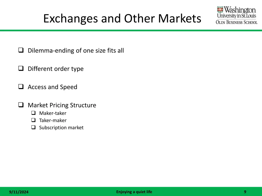 exchanges and other markets