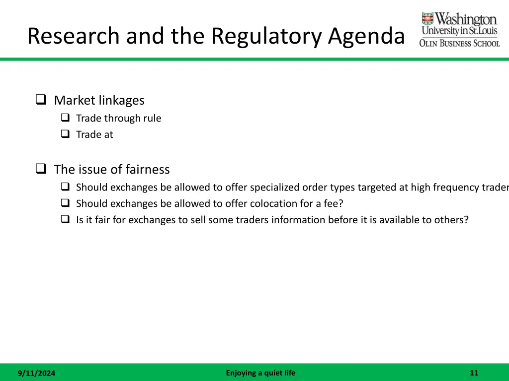 research and the regulatory agenda