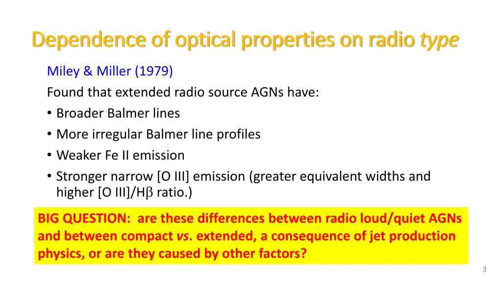 dependence of optical properties on radio