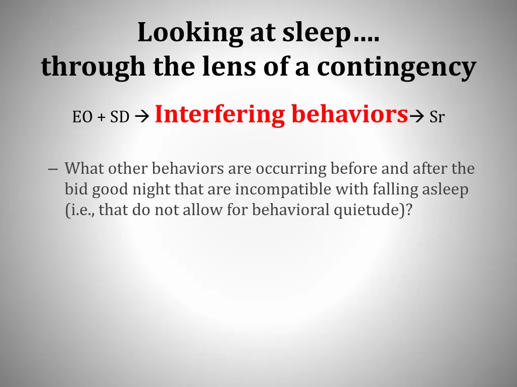 looking at sleep through the lens of a contingency 2