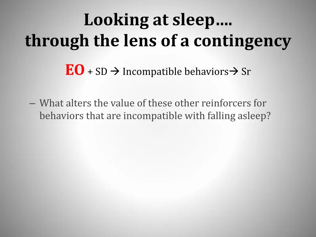 looking at sleep through the lens of a contingency 4