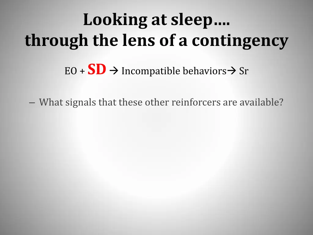 looking at sleep through the lens of a contingency 5