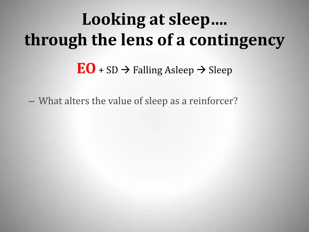 looking at sleep through the lens of a contingency