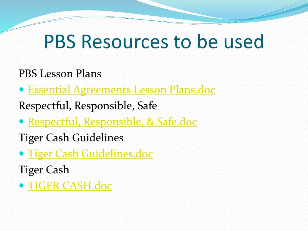 pbs resources to be used