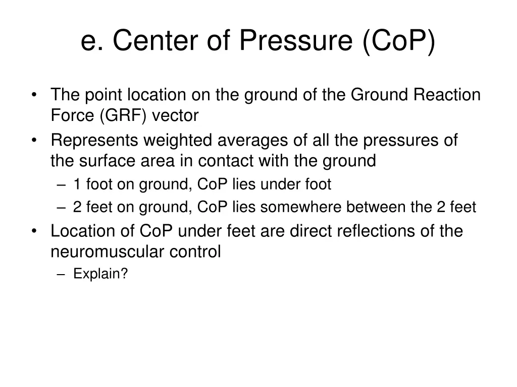 e center of pressure cop