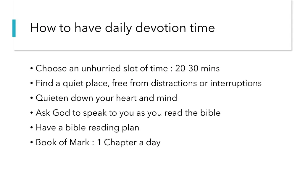 how to have daily devotion time