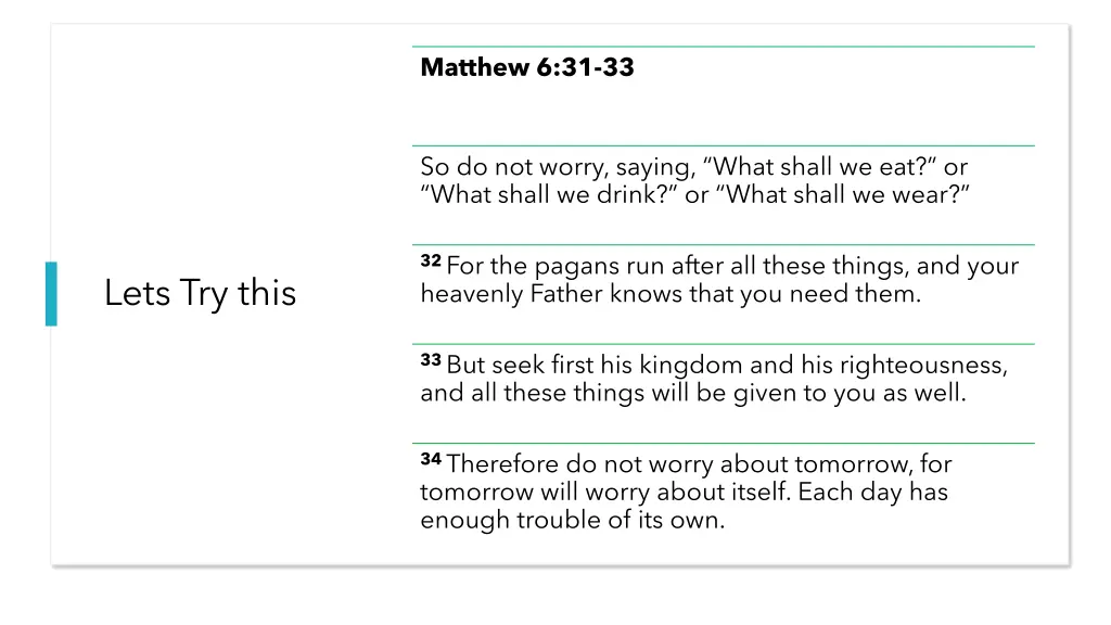 matthew 6 31 33