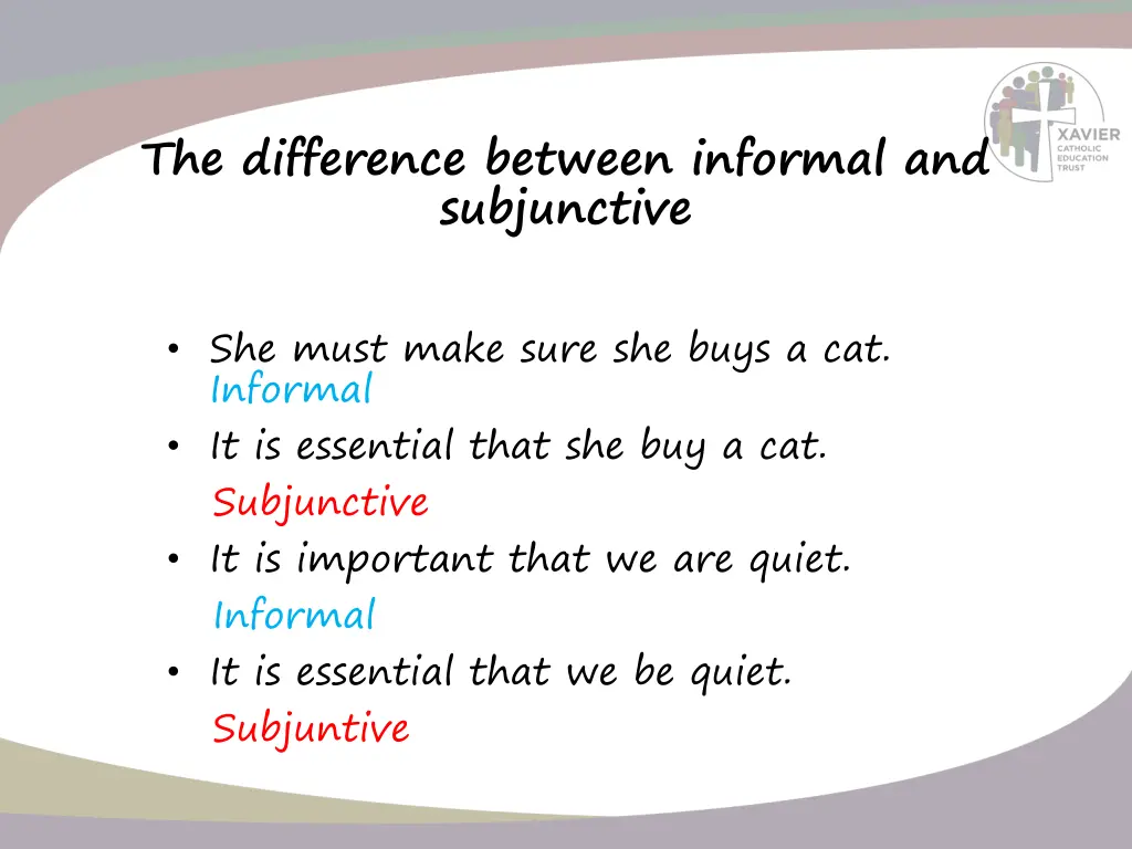 the difference between informal and subjunctive