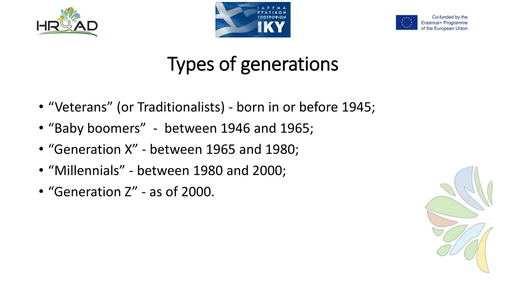 types types of of generations generations