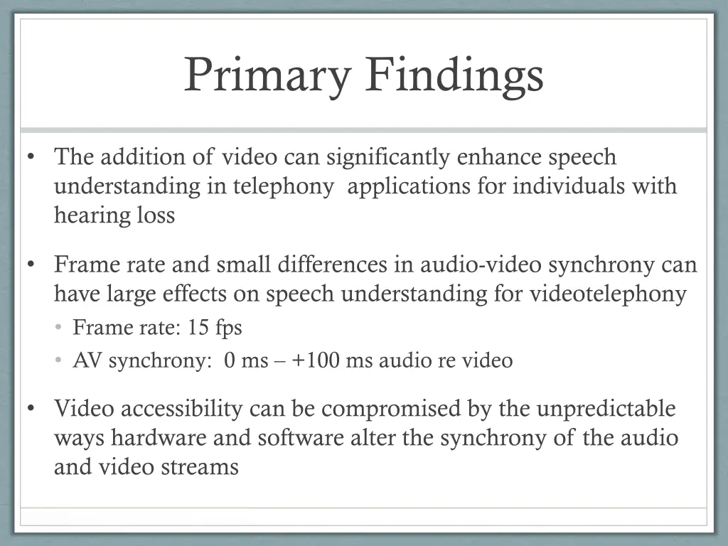 primary findings