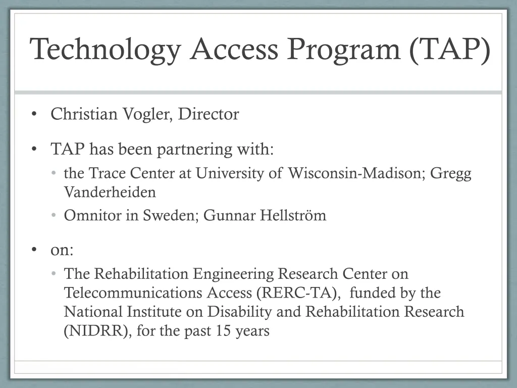 technology access program tap