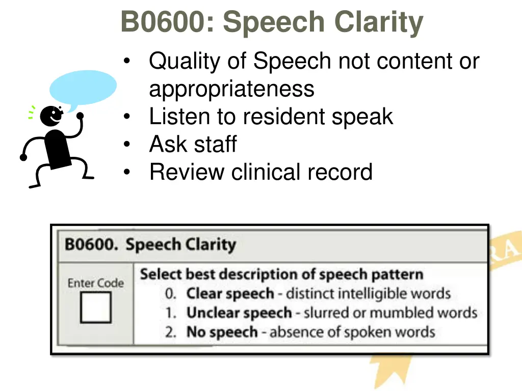 b0600 speech clarity quality of speech