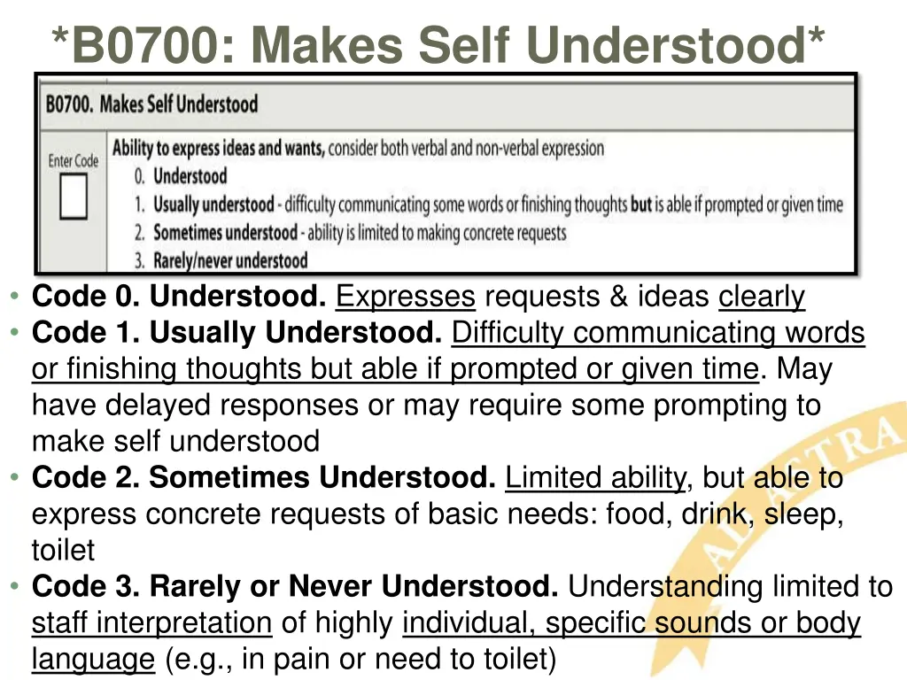 b0700 makes self understood