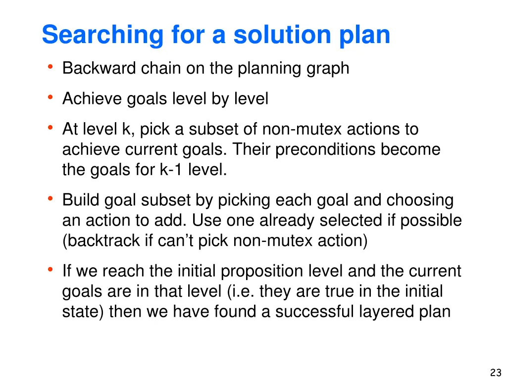 searching for a solution plan