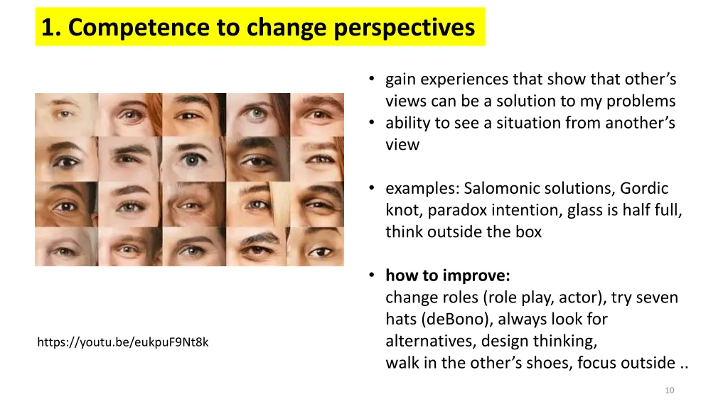 1 competence to change perspectives