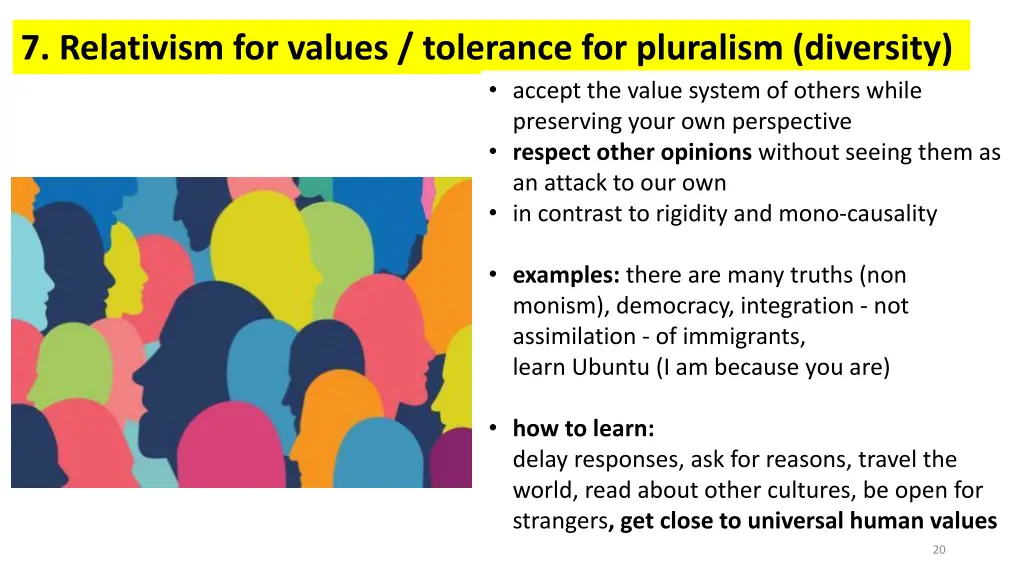 7 relativism for values tolerance for pluralism