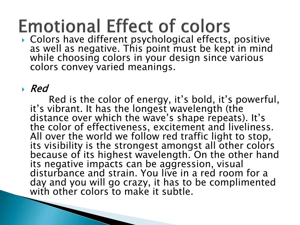 colors have different psychological effects