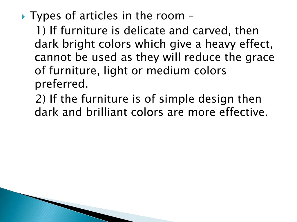 types of articles in the room 1 if furniture