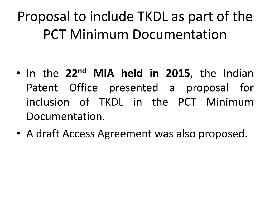 proposal to include tkdl as part