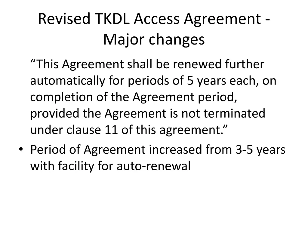 revised tkdl access agreement major changes 2