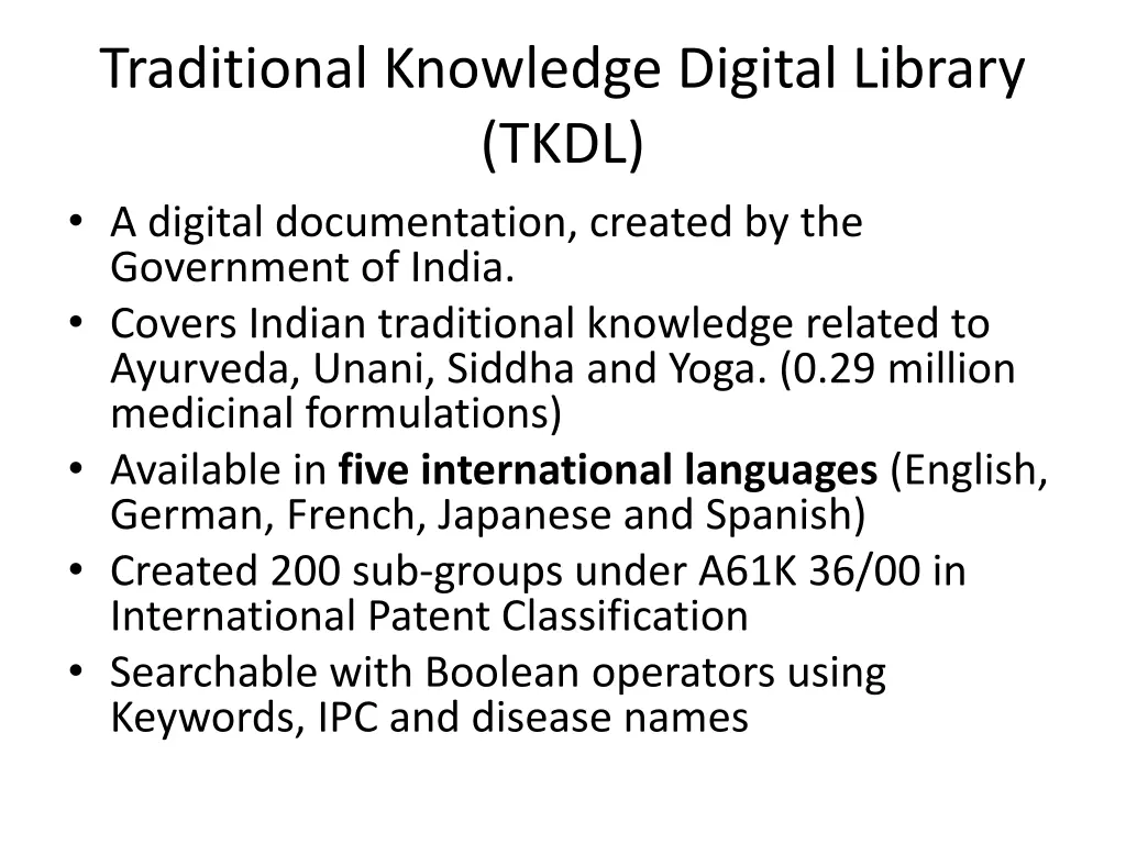 traditional knowledge digital library tkdl