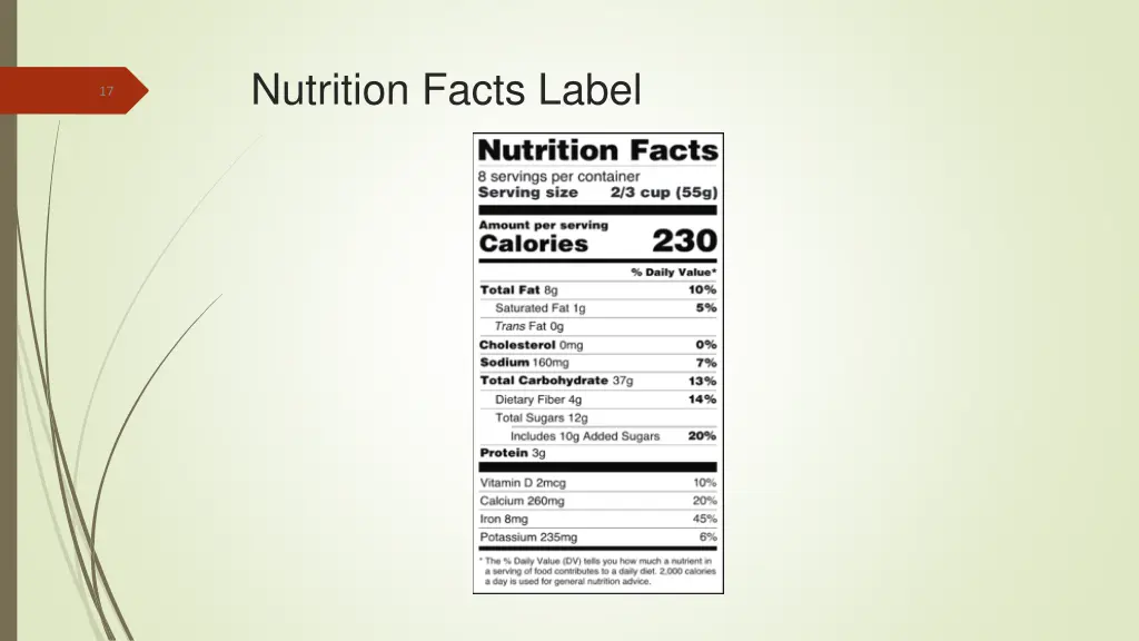 nutrition facts label